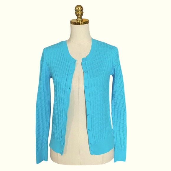 LORD & TAYLOR Women’s 100% Cotton Cable Knit Button Down Fitted Cardigan Size L - Picture 2 of 6